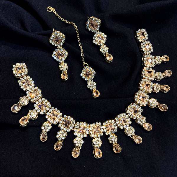 Sheesh Husn Choker Set (Diamond Drop Necklace Set S-43)